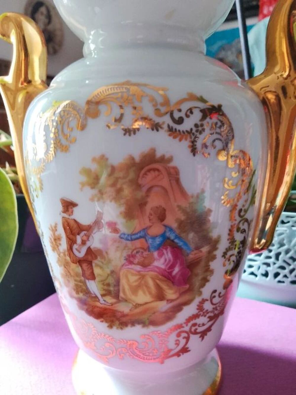 Vase Ancien Somptueux porcelaine de Limoges Décoration