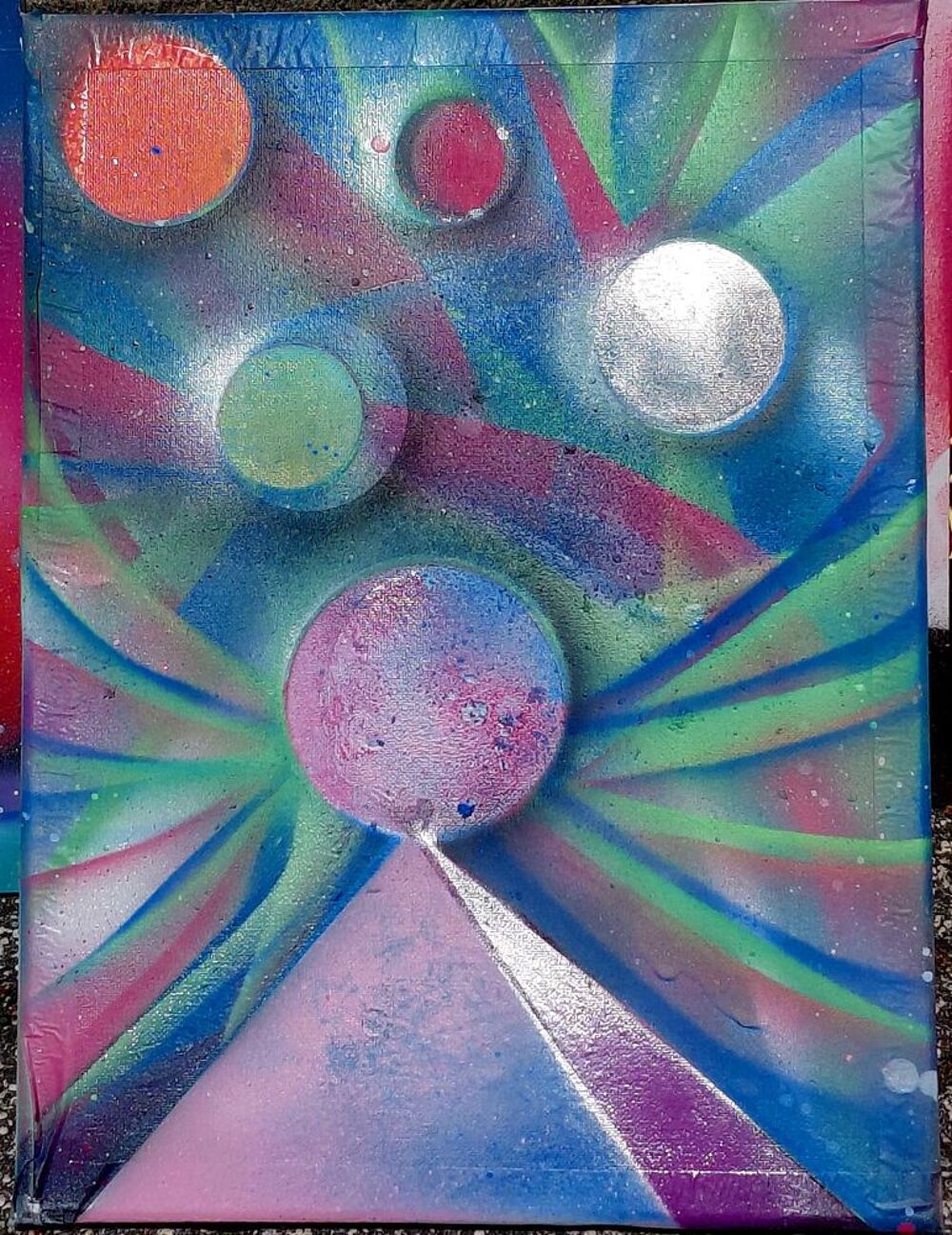 tableau spray paint art pi&egrave;ce unique Décoration