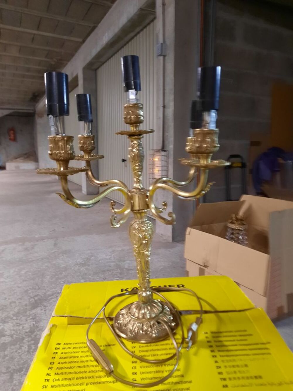 Lampe de table chandelier design Louis XV en bronze massif Décoration