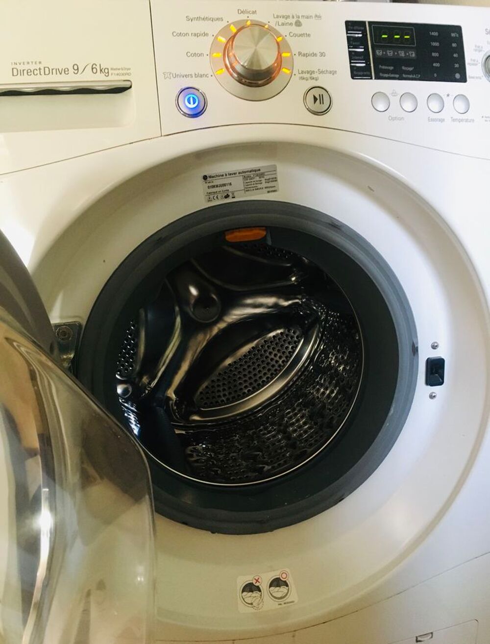 Lave linge s&eacute;chant 9kg / 6 kg LG F 14030 RD Blanc Electroménager