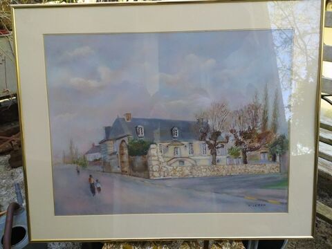 Tableau Pastel Maison de Village Sign Veron 0 Loches (37)
