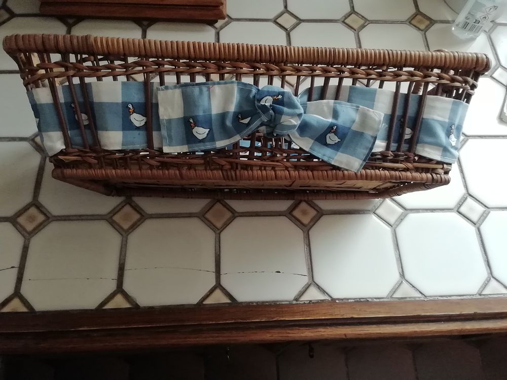 Joli plateau d&eacute;cor&eacute; en rotin ann&eacute;e 1960 Cuisine