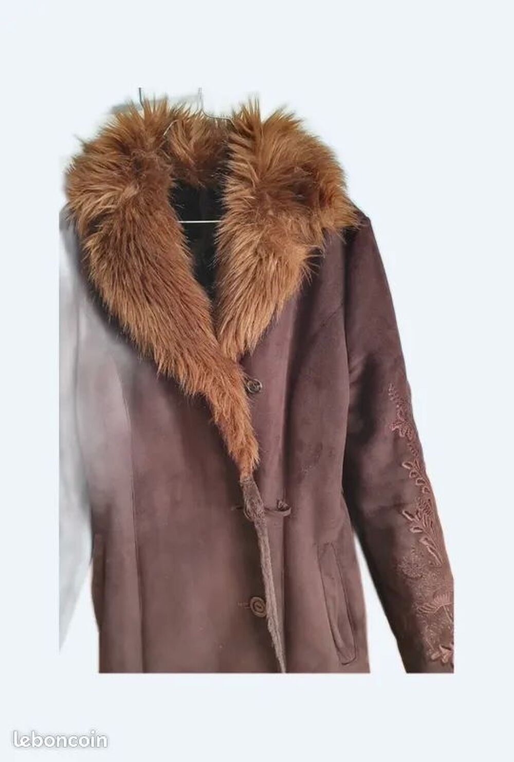MANTEAU LONG MARRON EN DAIM Vêtements