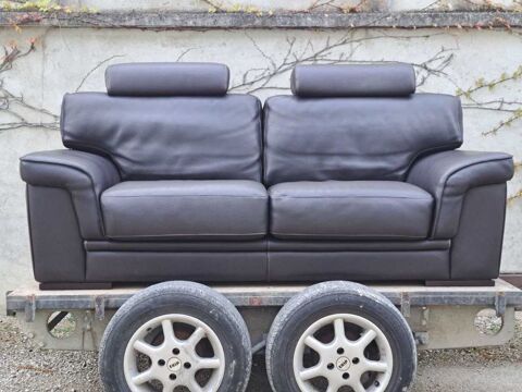 Canap� en cuir marron confortable 300 Saint-Parres-aux-Tertres (10)