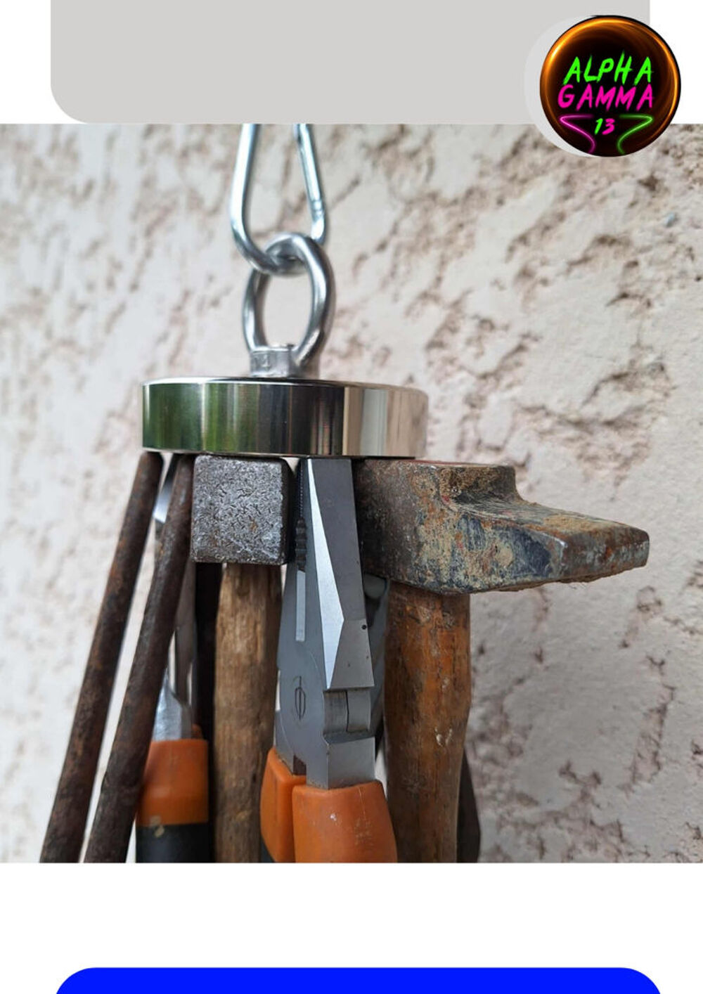 P&ecirc;che &agrave; l'aimant 300Kg ultra-puissant &Oslash;80 + corde et 2 mousq Bricolage