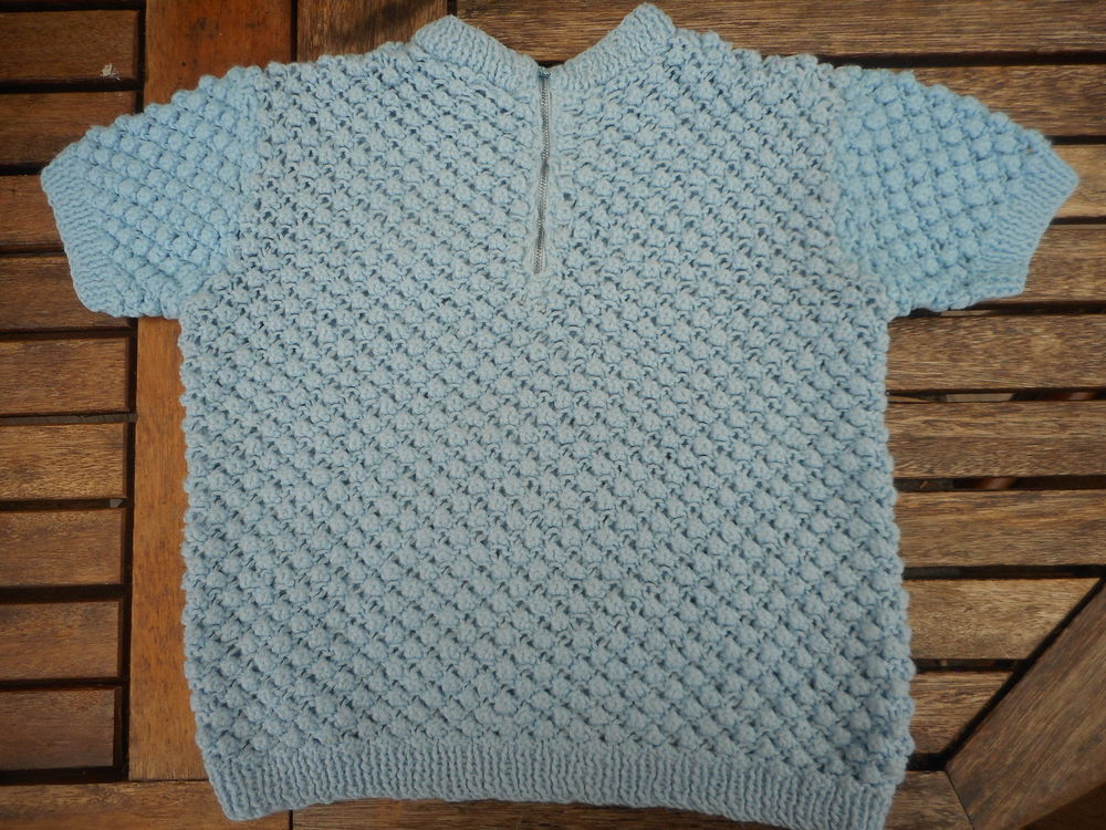 Pull bleu manches courtes vintage au crochet 3 ans Vêtements enfants