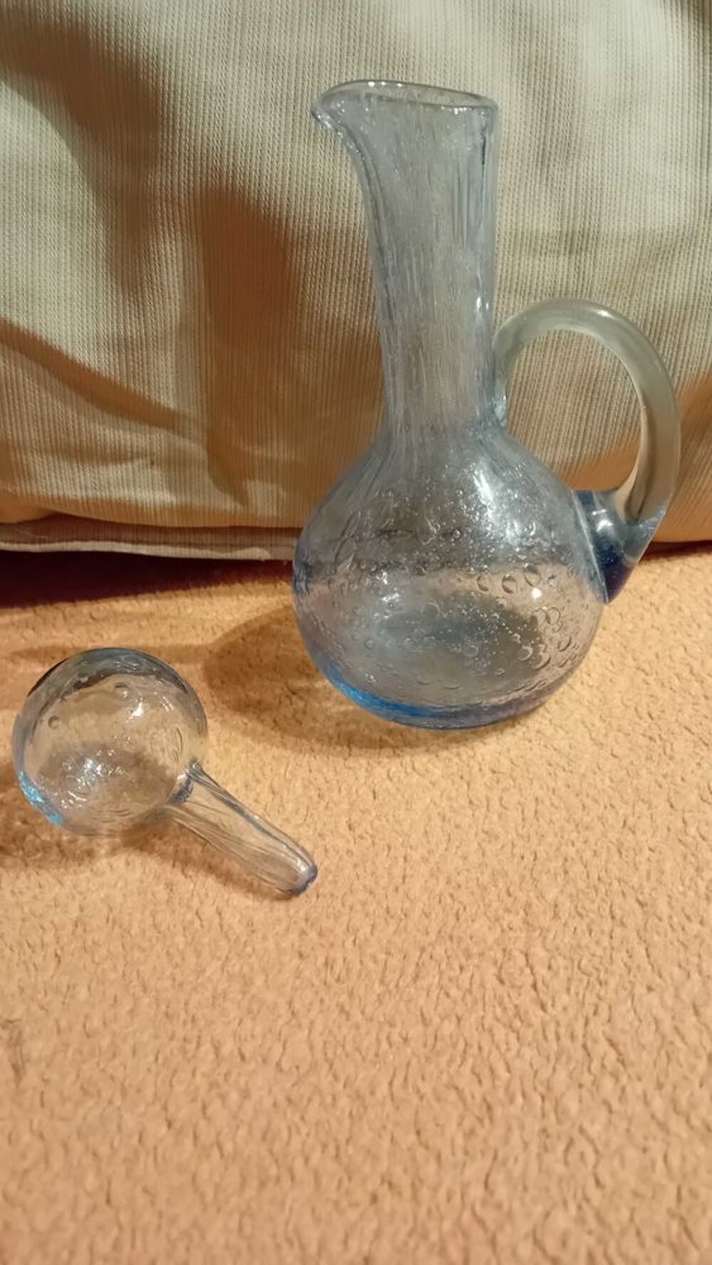 PICHET FLACON VERRE DE BIOT AVEC BOUCHON Décoration
