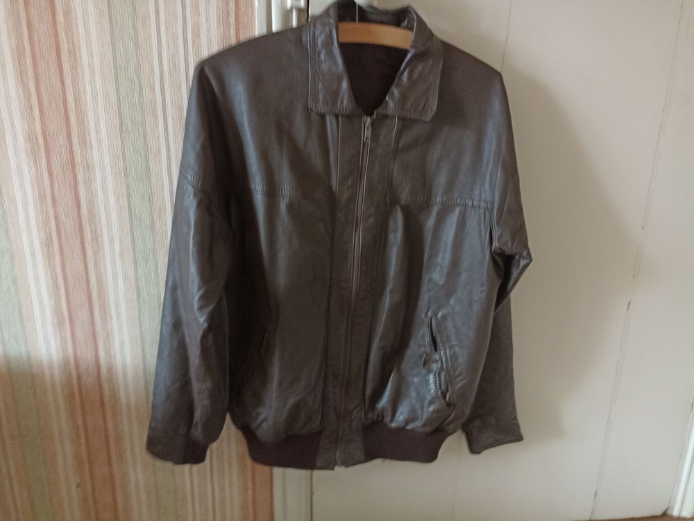 blouson cuir marron Vêtements