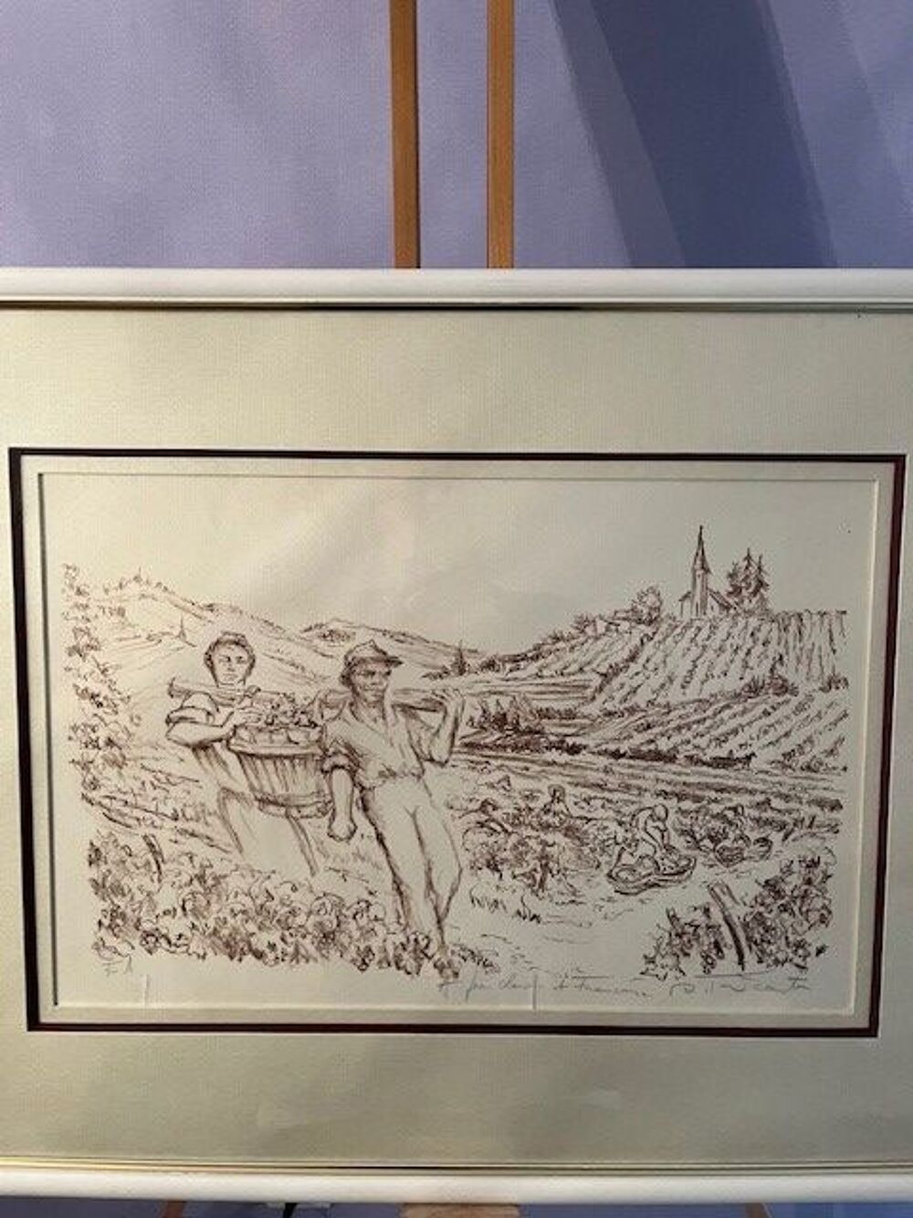 Lithographie Les Vendangeurs Décoration