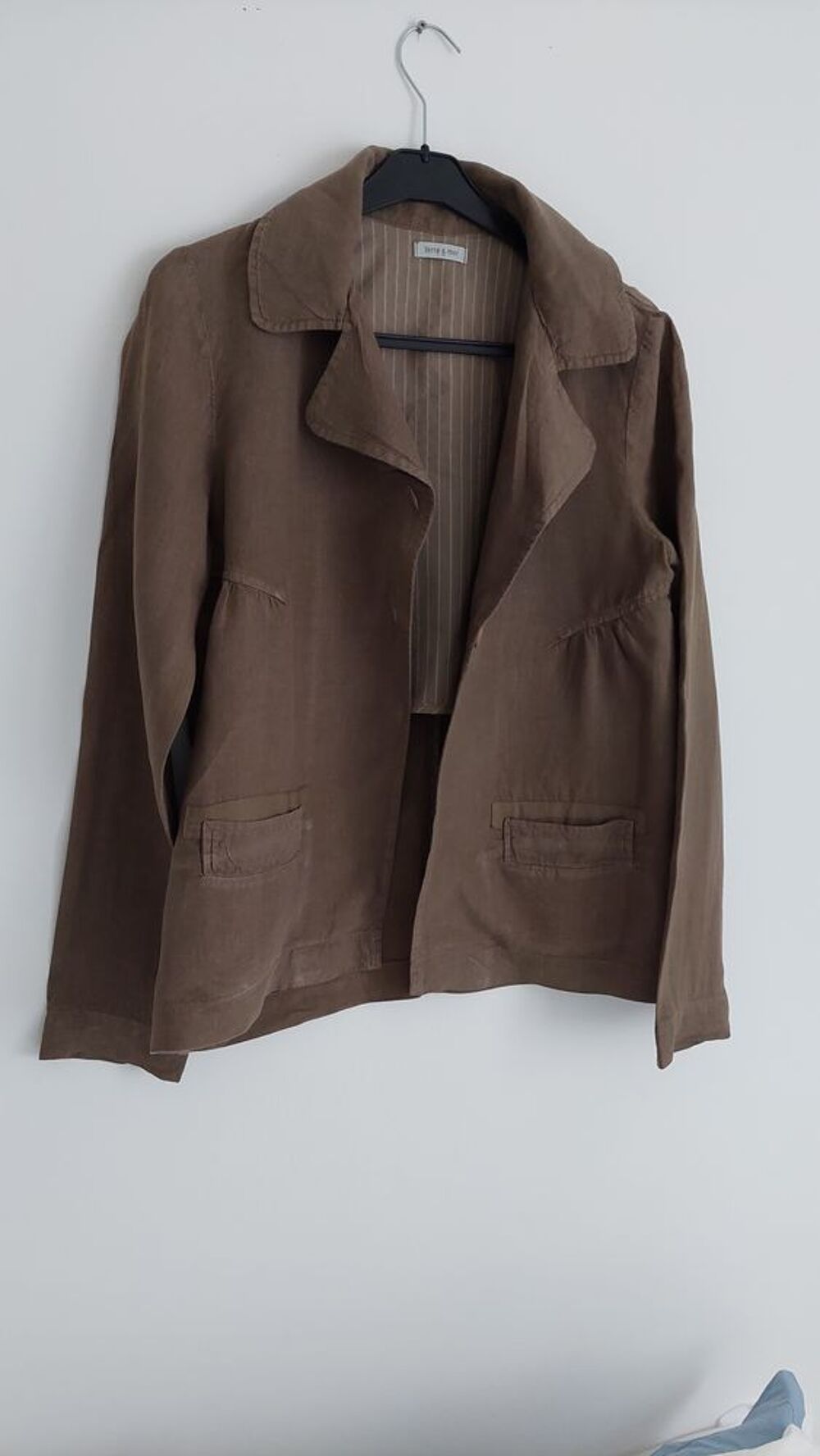 Veste marron kaki Terre &amp; Mer 100 % lin Vtements