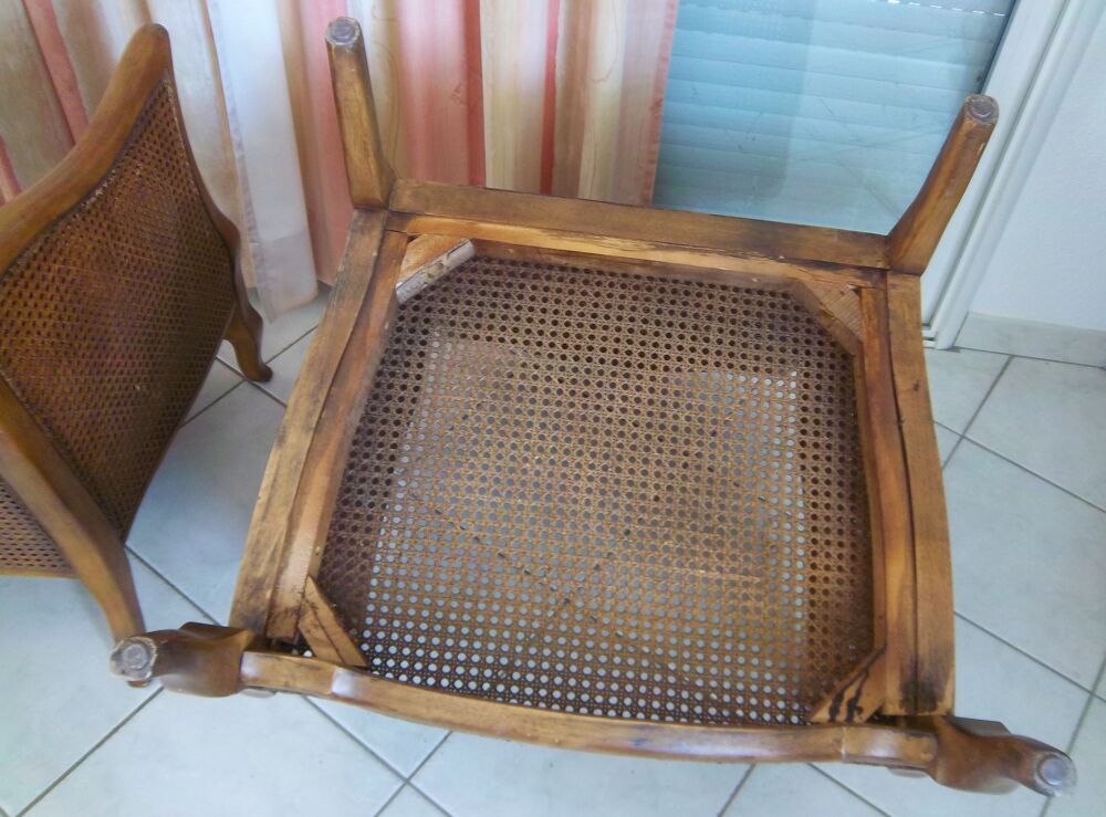 2 FAUTEUILS STYLE NAPOLEON III DOUBLE CANNAGE - EXC ETAT Meubles