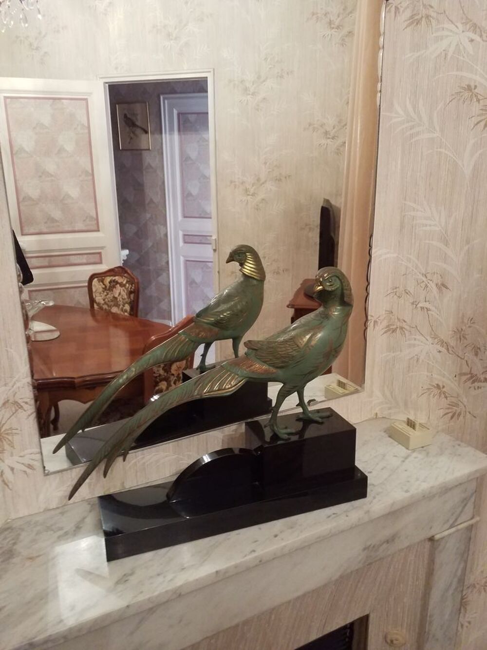 2 statues'oiseaux&quot;bronze&quot; (en regule) Dcoration