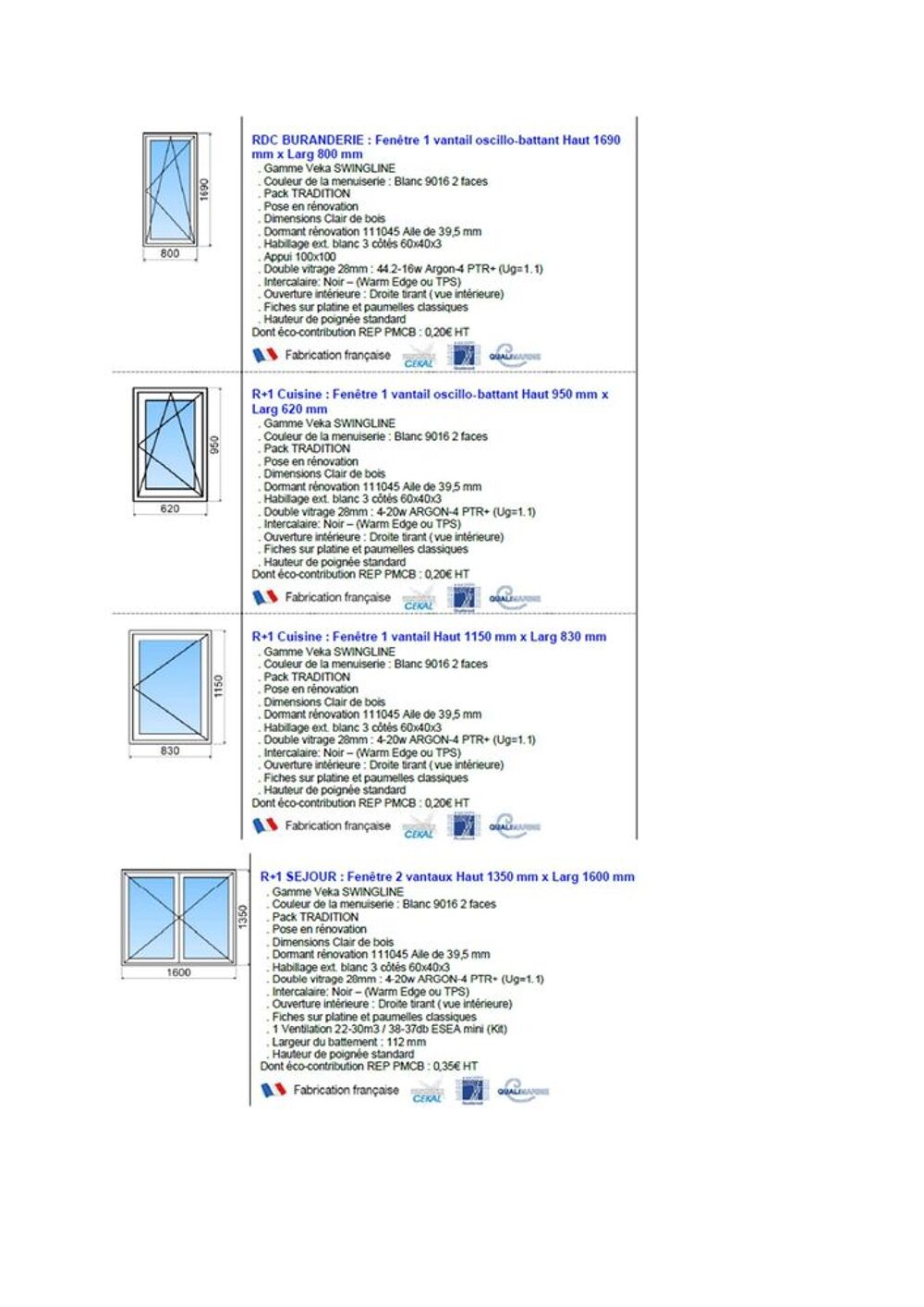 lot de menuiseries PVC neuves Bricolage