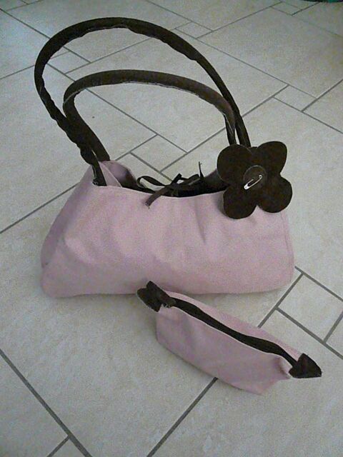 Sac � main rose et marron + pochette assortie 5 Franqueville-Saint-Pierre (76)