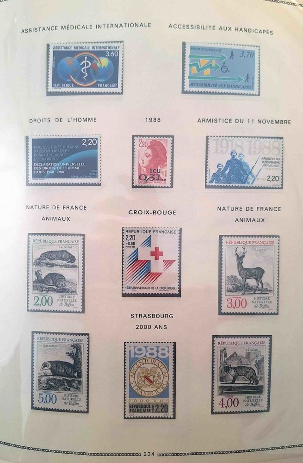 S&eacute;rie de timbres de collection de France F8 