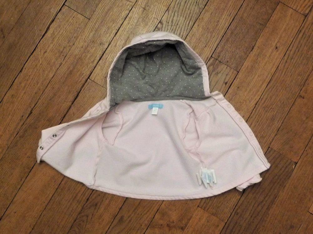 Veste/ Gilet Rose &agrave; Capuche Gris &agrave; Pois Rose- Obaibi Vêtements enfants
