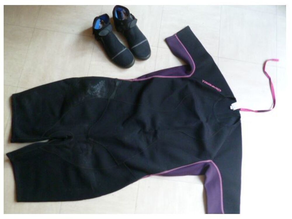 chaussons antid&eacute;rapants, combi plong&eacute;e + combi Rockrider Sports