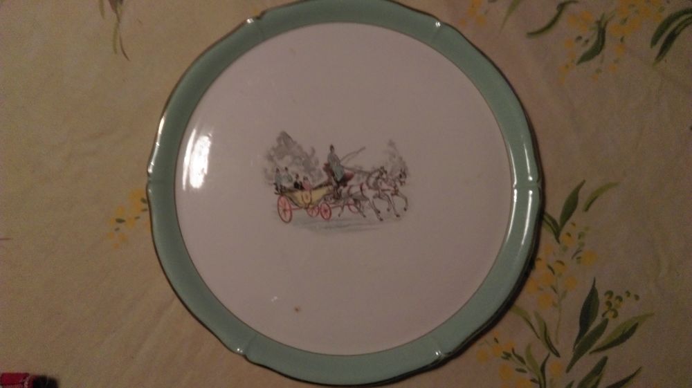 Plat &agrave; tarte vintage ann&eacute;e 1960 fa&iuml;ence Cuisine