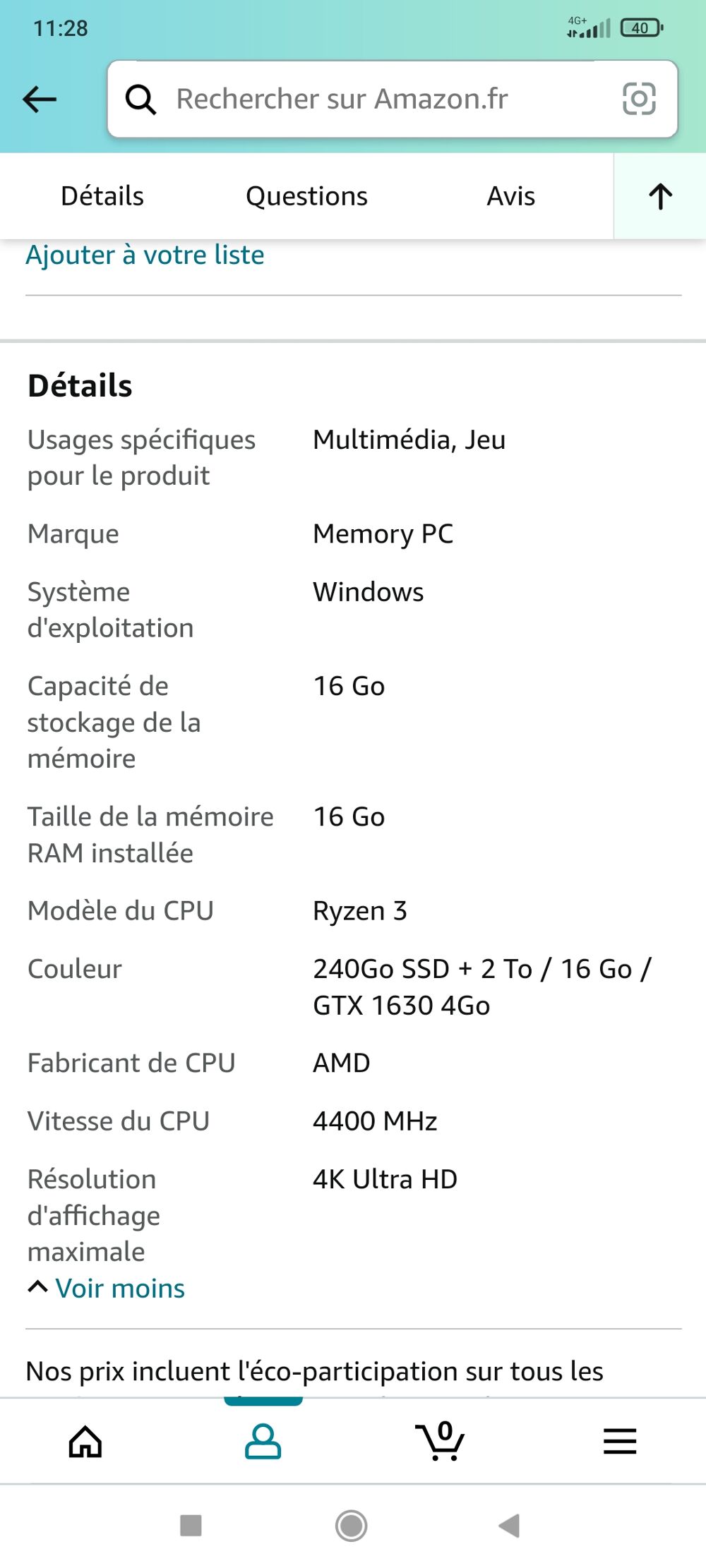 Pc Gamer AMD Ryzen Matériel informatique