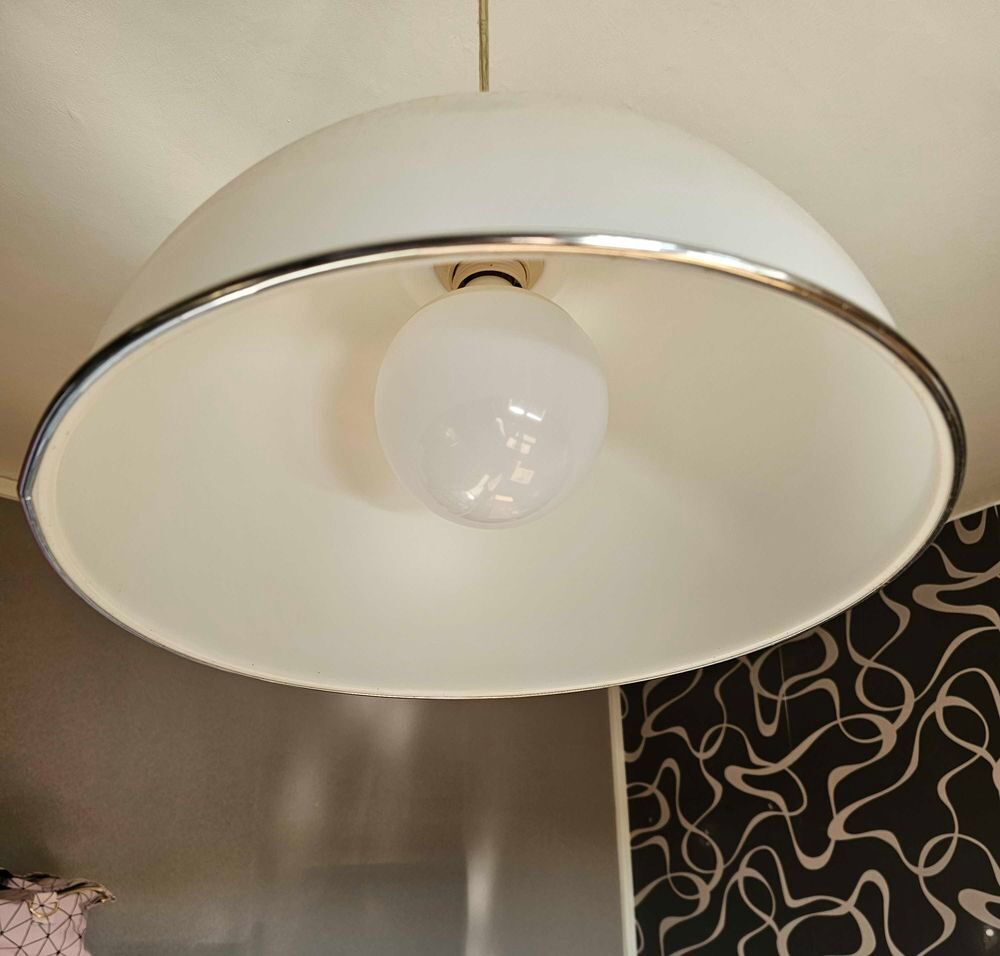 lampe suspension argent&eacute; et blanc Décoration