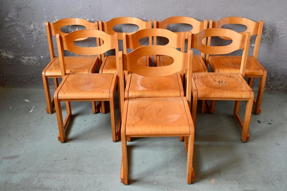 Lot de 8 Chaises vintage scandinaves "?il" en bois design Meubles