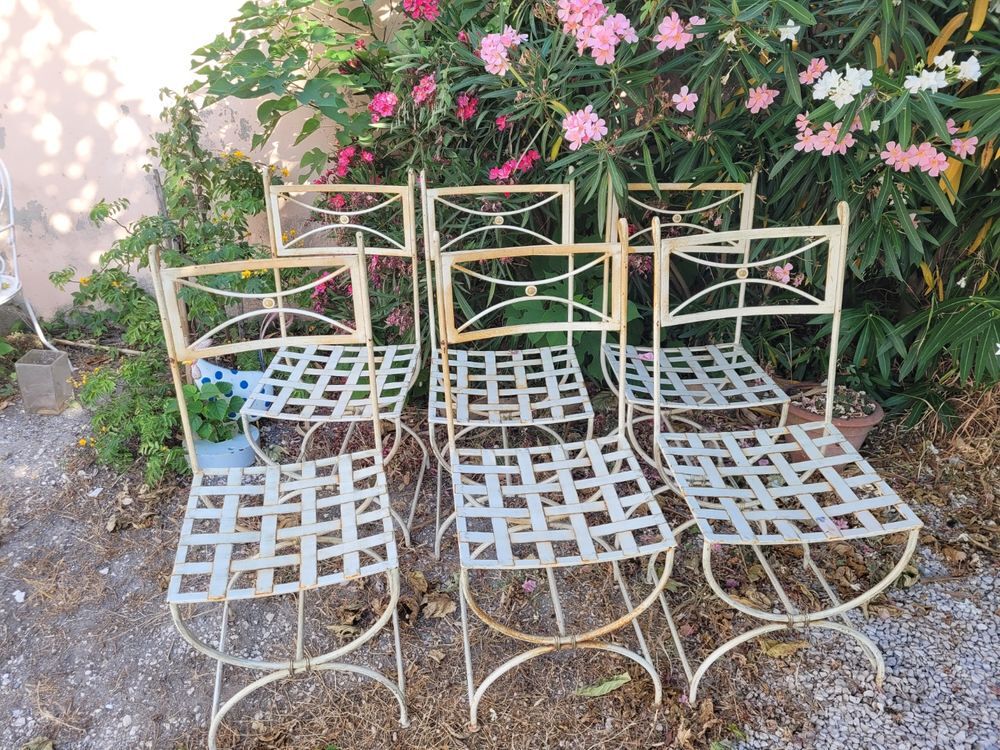 6 CHAISES EN FER FORGE Jardin