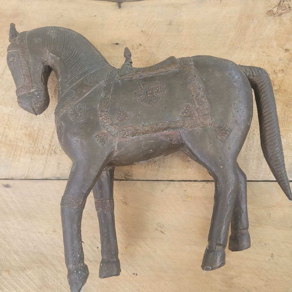 CHEVAL BOIS CUIVRE LAITON 