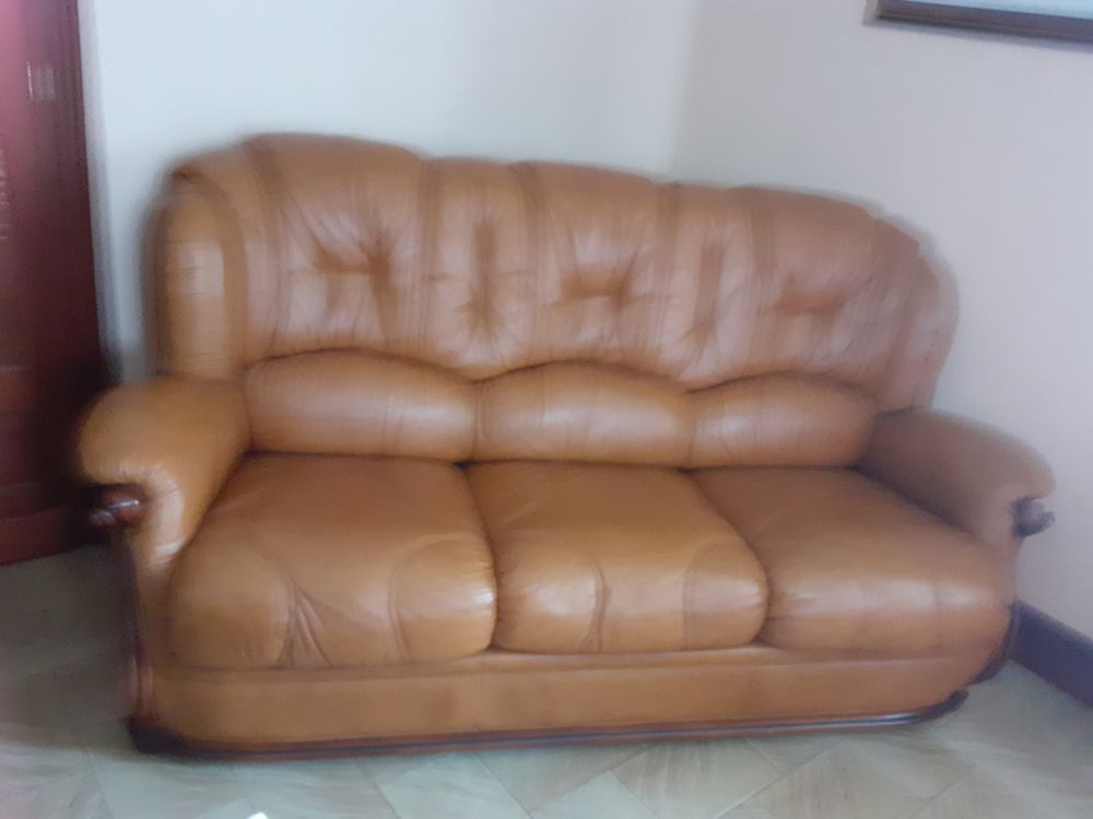 CANAPE 3 PLACES CUIR VACHETTE MARRON CLAIR 3 PLACE T B ETAT Meubles