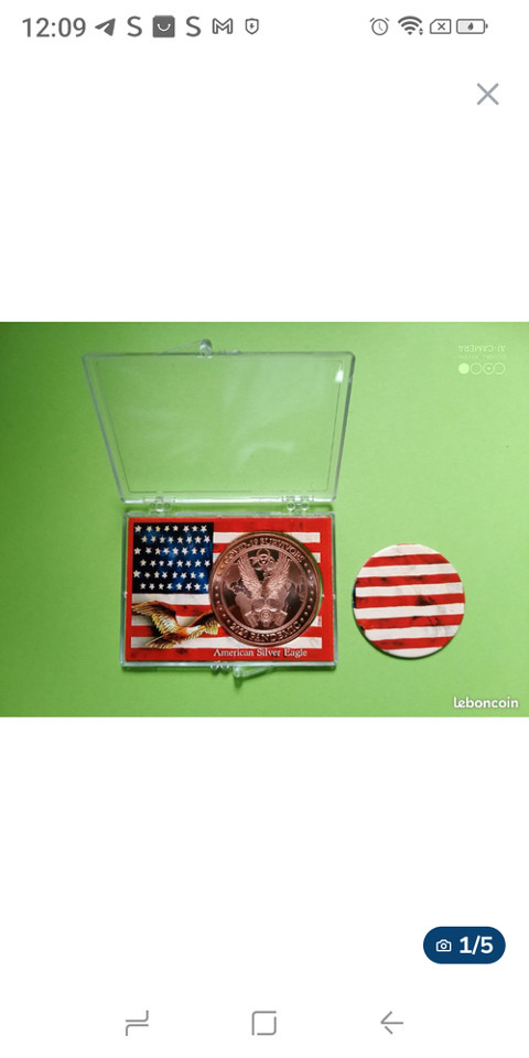 Pi�ce cuivre 1 OZ COVID masque � gaz blister neuf  25 Metz (57)