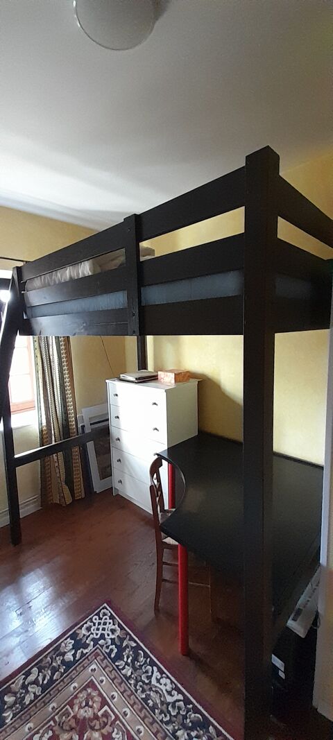 Lit mezzanine noir avec bureau 100 Loye-sur-Arnon (18)