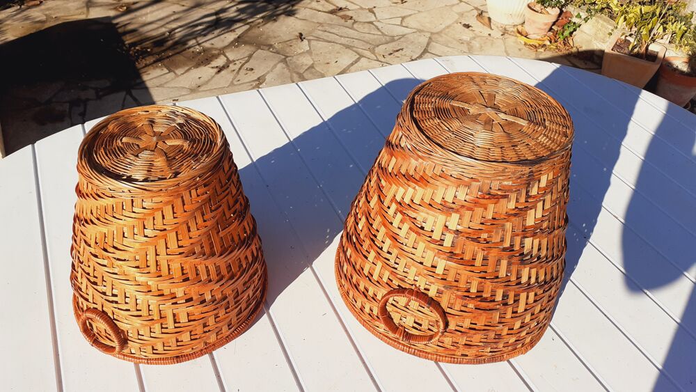 2 Grands Cache-Pots (ou corbeilles) Bambou &amp; Osier Dcoration