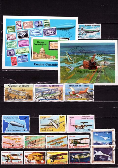 lot de 25 timbres d'AFRIQUE sur les TRANSPORTSAERIENS 4 Les glisottes-et-Chalaures (33)