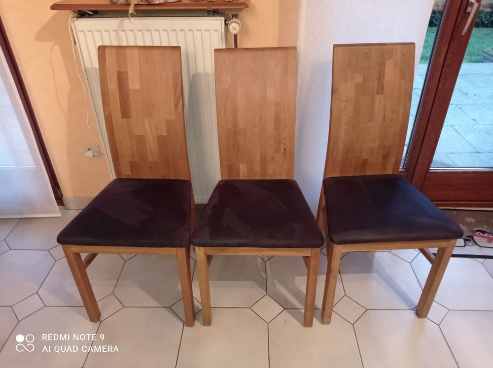 3 chaises de Salle &agrave; Manger Bois Massif Meubles