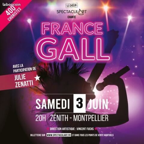 ZENITH MONTPELLIER 2 PLACES SPECTACUL'ART CHANTE FRANCE GALL 44 Castelnau-le-Lez (34)