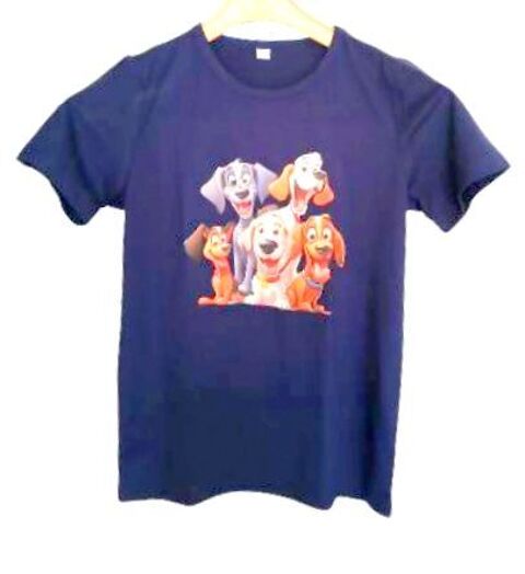 Tee-shirt enfant bleu marine floqué d'animaux 7 / 8 ans - Ma Rixheim (68)