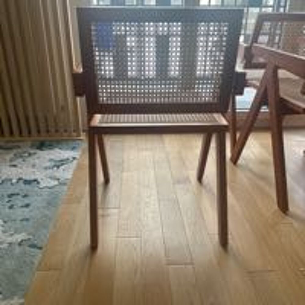 Chaise de salle &agrave; manger en bois et rotin avec accoudoirs Chiara Arms Meubles