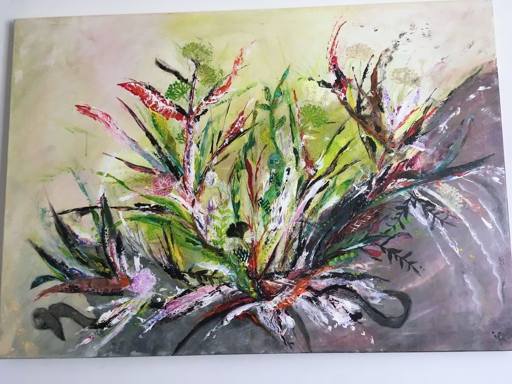Tableau neuf abstrait sur toile neuf dim env 116 x 81 cm 
Décoration