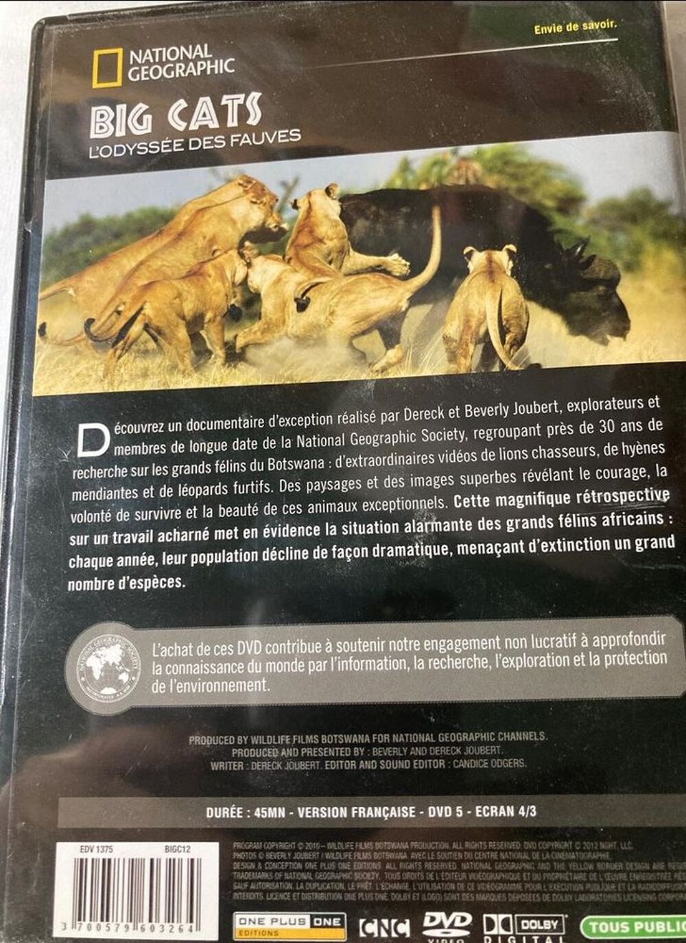 DVD "BIG CATS, L'ODYSSEE DES FAUVES" DVD et blu-ray