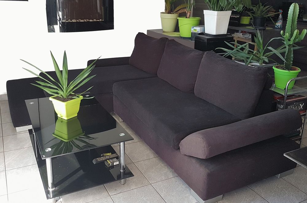 Canap&eacute; d'angle design en tissu noir Meubles