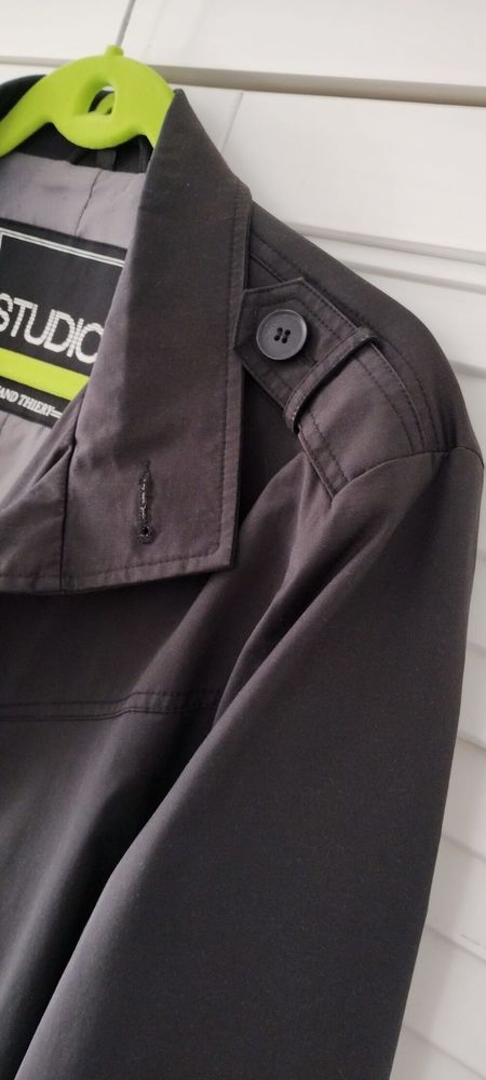 Trench Coat Trois-Quarts Homme - Noir - 64% Coton Vêtements