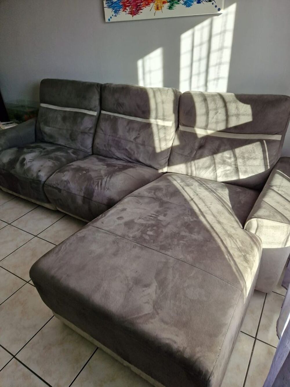 Canap&eacute; d'angle gris electrique avec Relax et M&eacute;ridienne Meubles