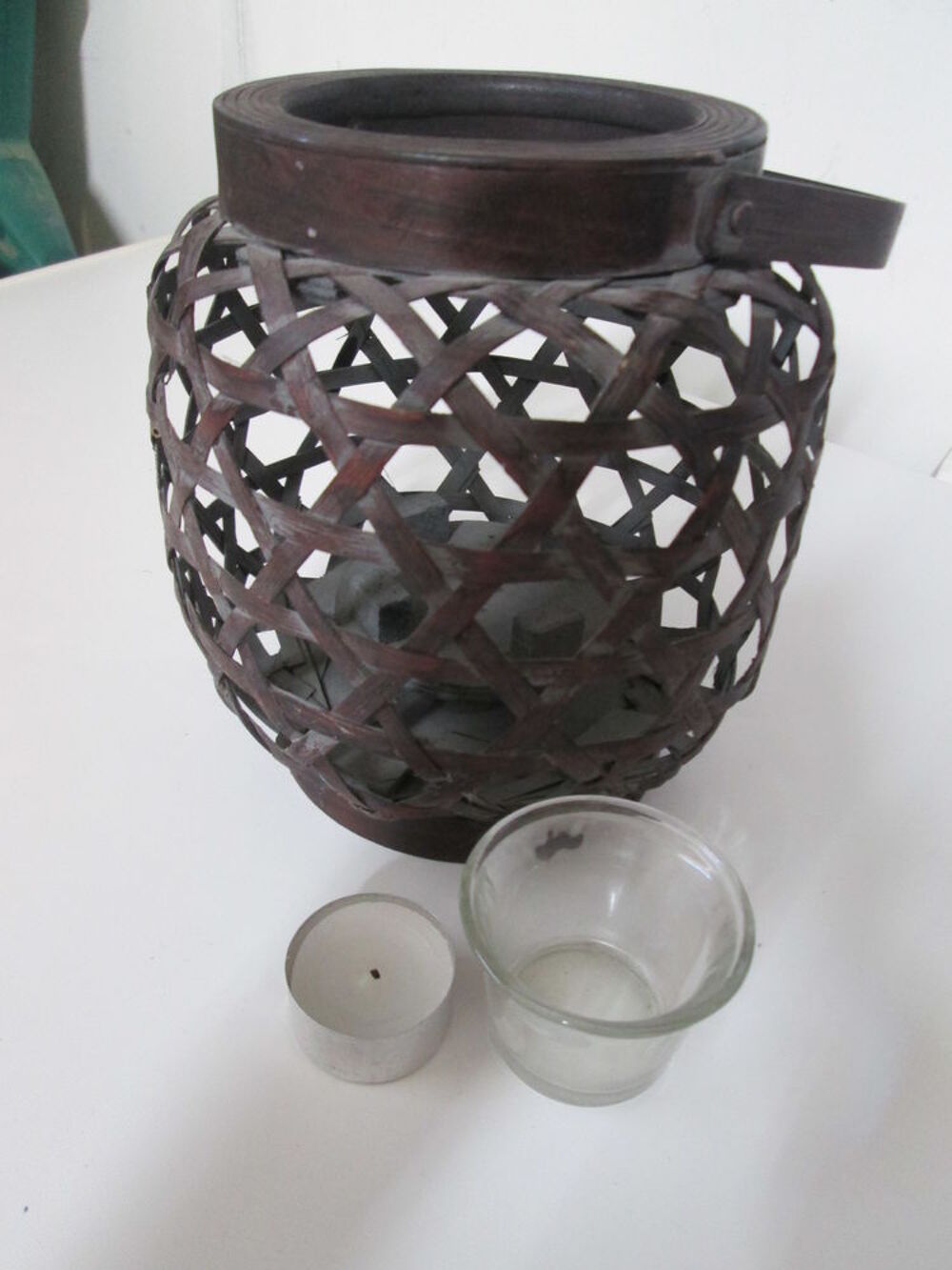 Lanterne de table, photophore en osier Décoration