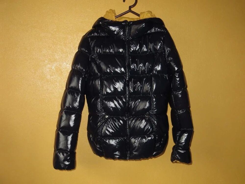 Doudoune brillante bleue fonc&eacute;e d&eacute;perlante - Femme Ado Vêtements