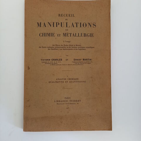 Recueil de manipulations de chimie et de métallurgie, 1931 15 Saumur (49)
