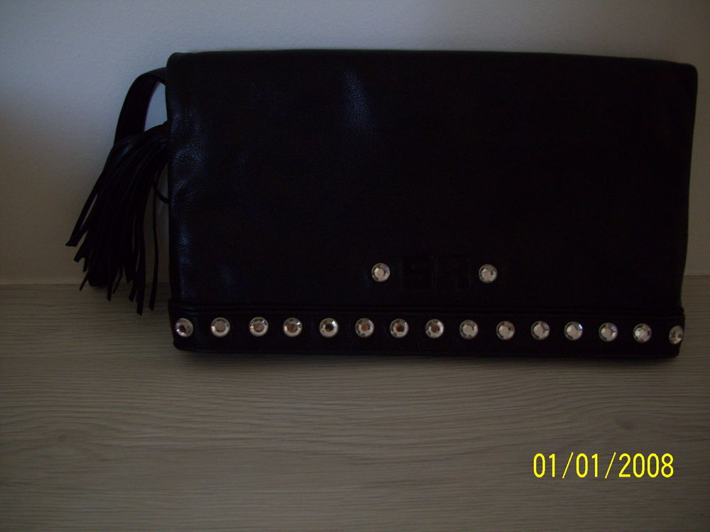 Pochette noire cuir souple SONIA RIKIEL Maroquinerie