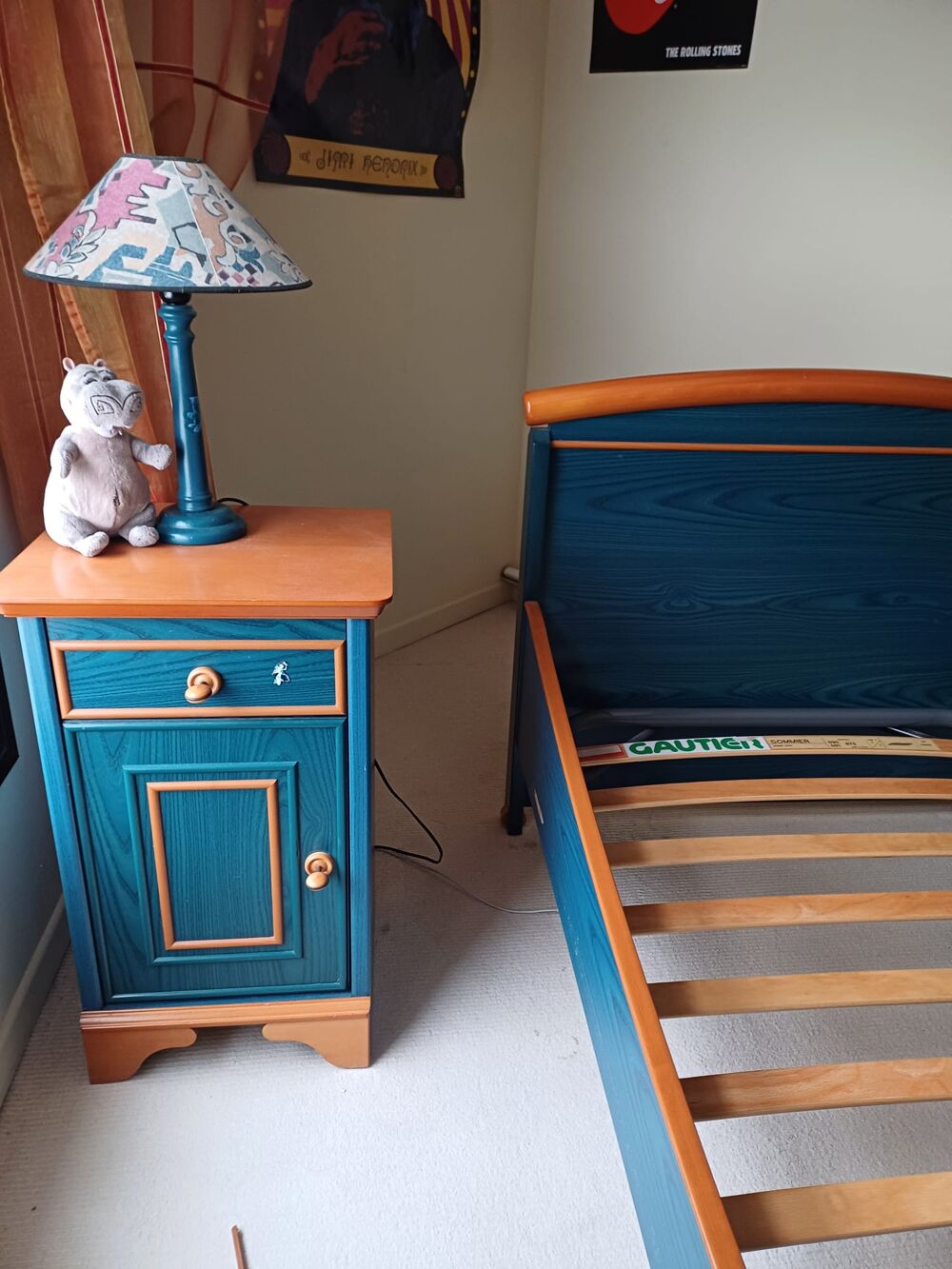 Lit enfant en bois bleu - Gautier 90x 200 cm Meubles