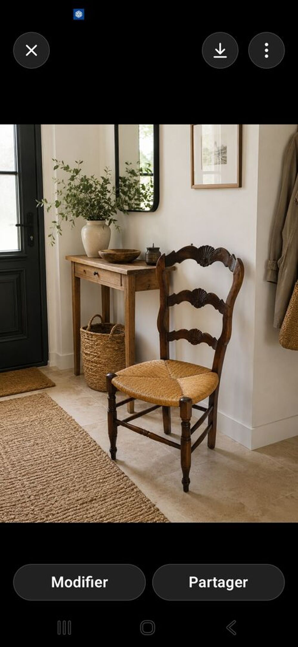 Chaise ancienne bois et paille Meubles