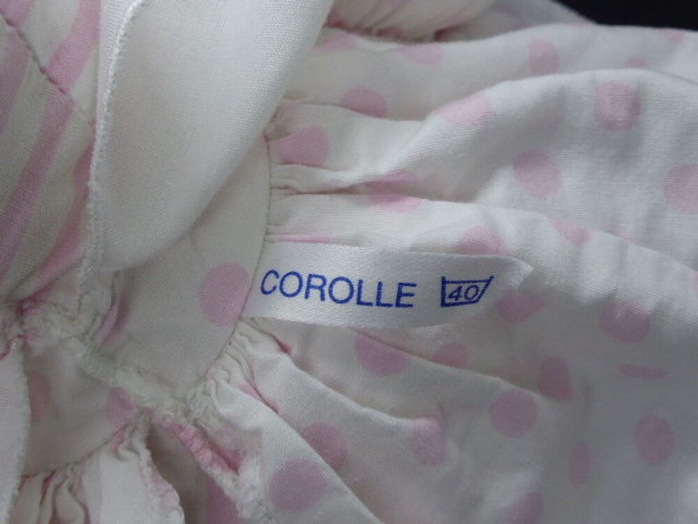 Corolle doudou poup&eacute;e tissu rose et blanc col brod&eacute; Jeux / jouets