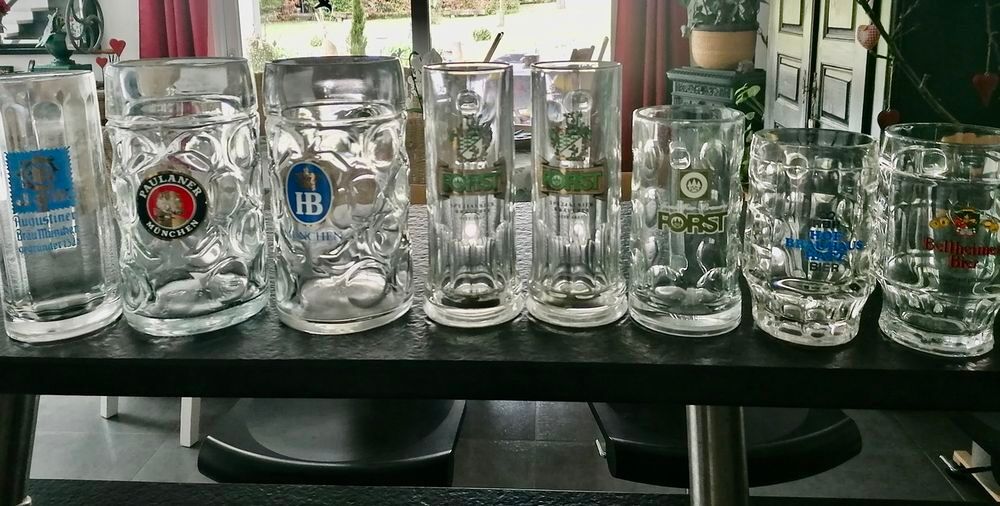Lot de 8 chopes &agrave; bi&egrave;re allemande de collection 
