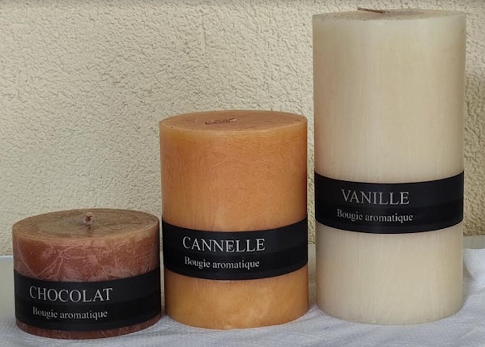 Lot de 3 grosses Bougies aromatis&eacute;es Décoration